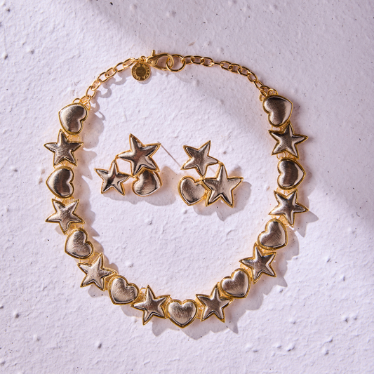 Colar Multi Estrela Coração