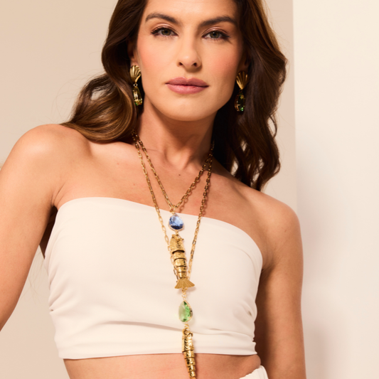 Colar Peixe Longo Pedra