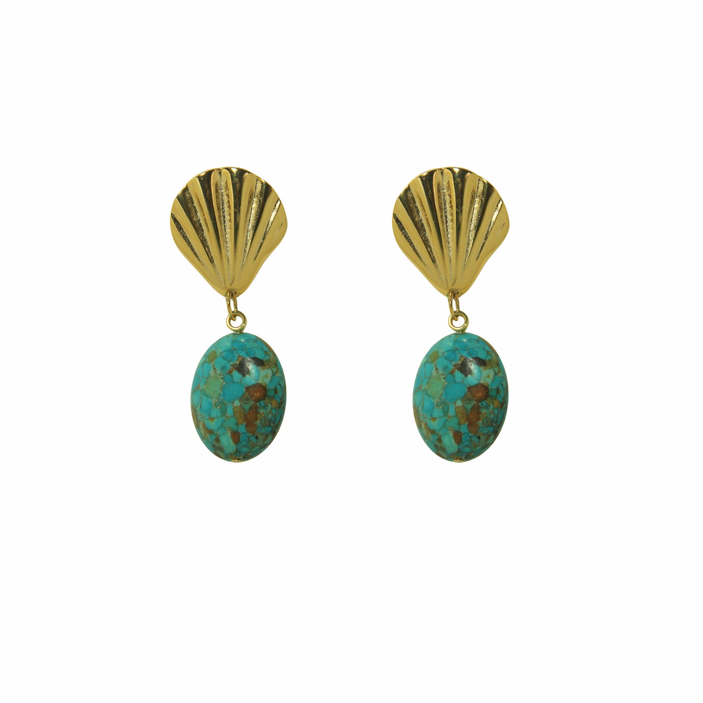 Brinco Concha Pequena Turquesa Mediterrâneo