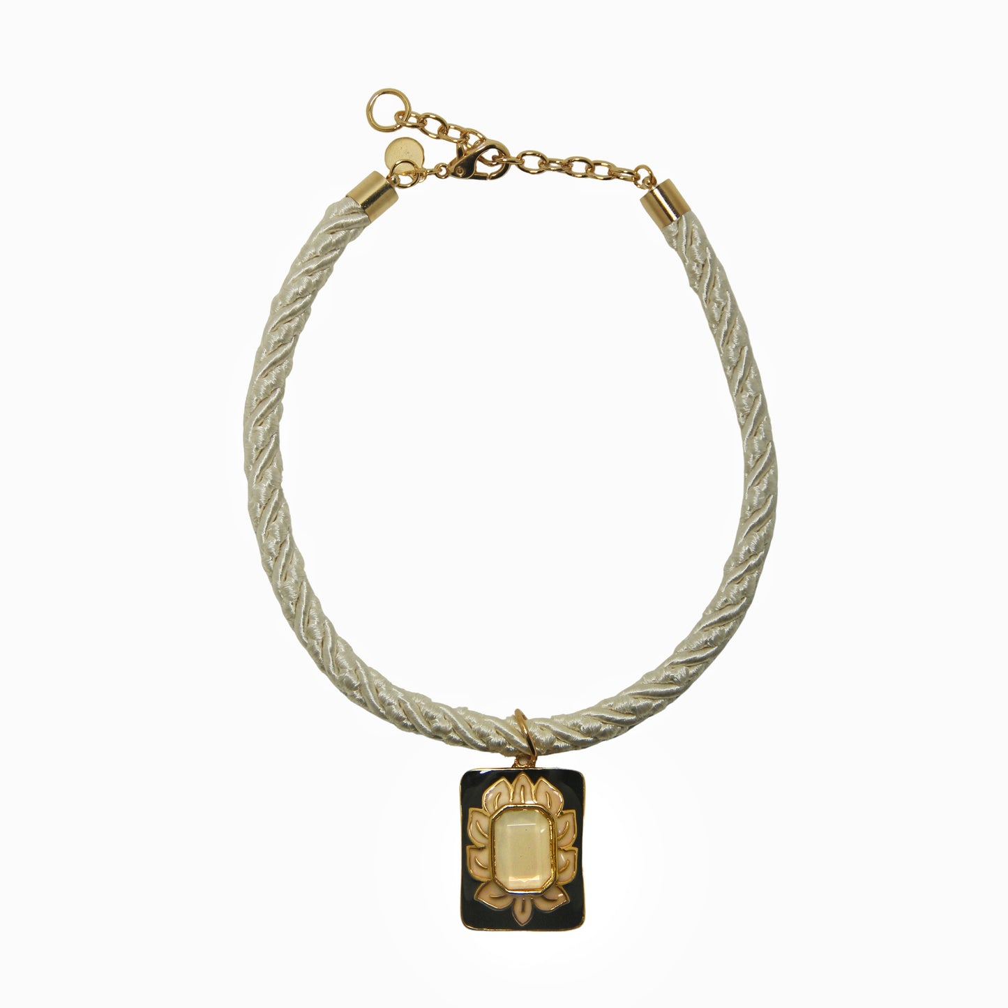 Colar Cordão Flores Esmalte