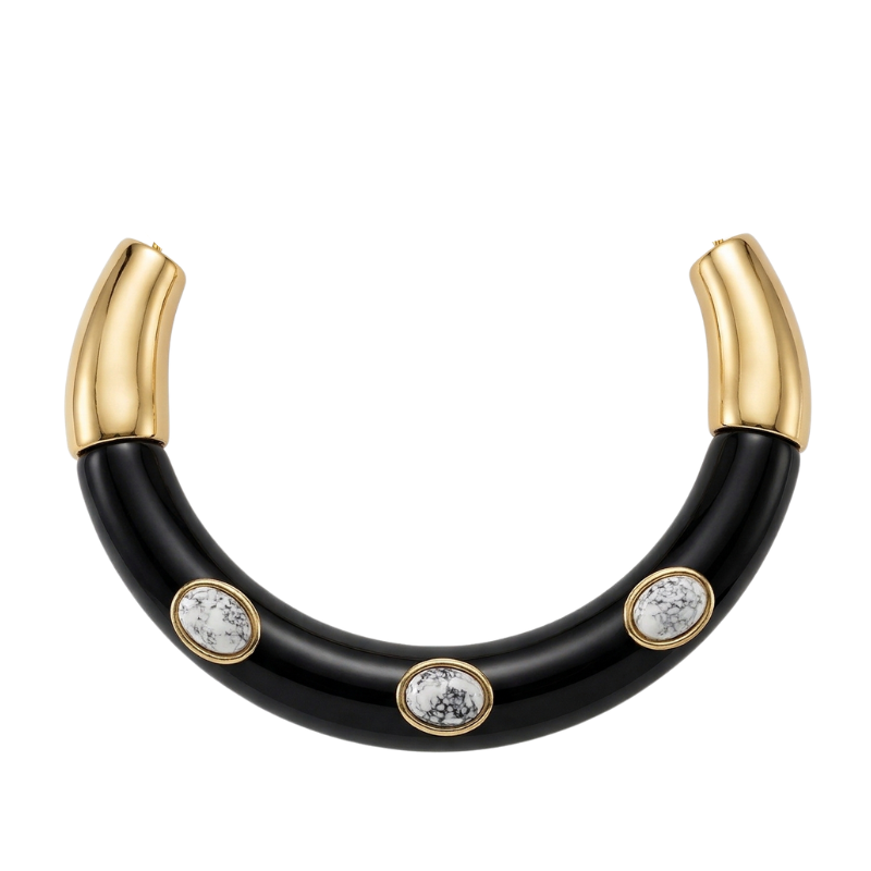 Colar Aro Resina Pedras Naturais