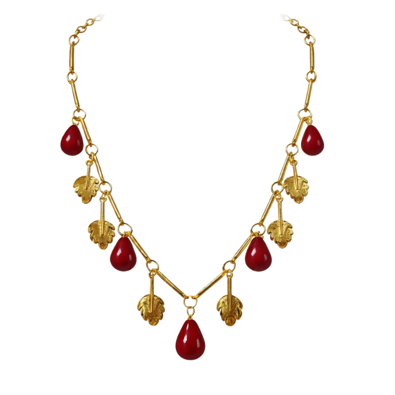 Colar Galhos Folhas Pedras