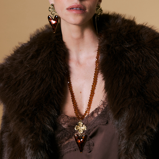 Colar Cristal Longo Onça Pintada