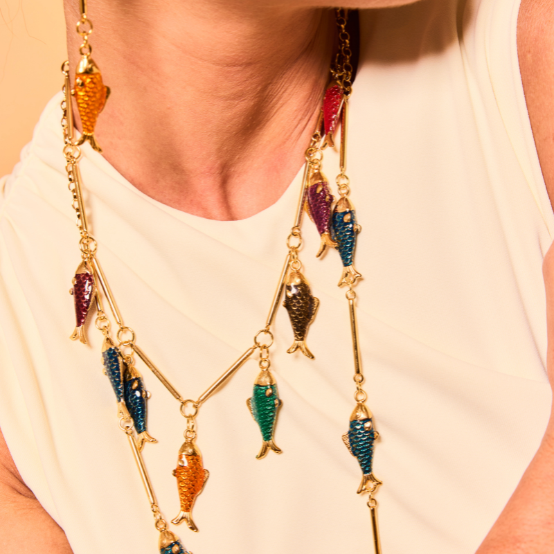 Colar 7 Peixes Curto Vitral