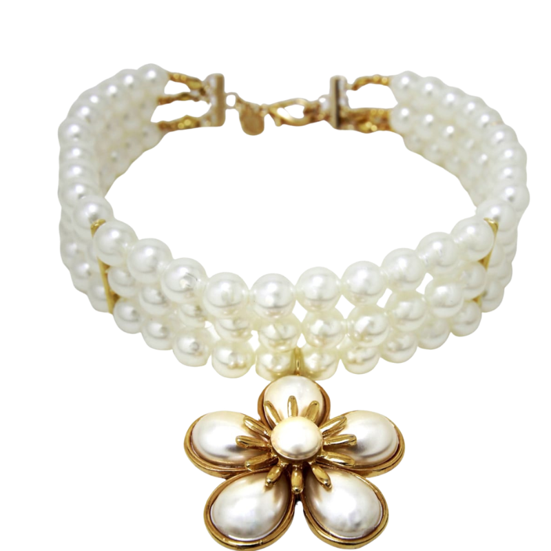 Choker Flor Pérolas