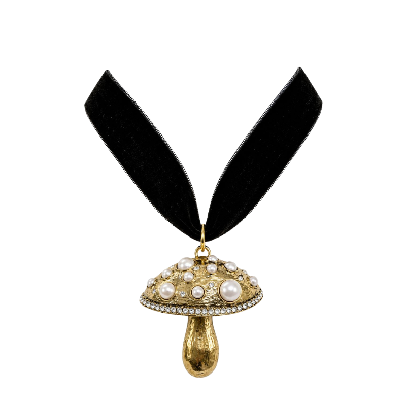 Choker Veludo Cogumelo