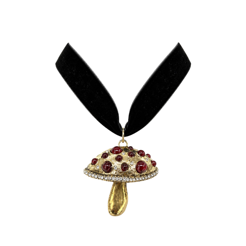 Choker Veludo Cogumelo