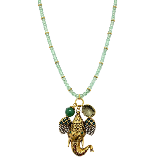 Colar Elefante Longo Pedras