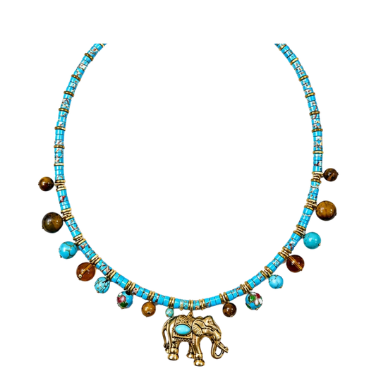 Colar Curto Multi Pedras Elefante