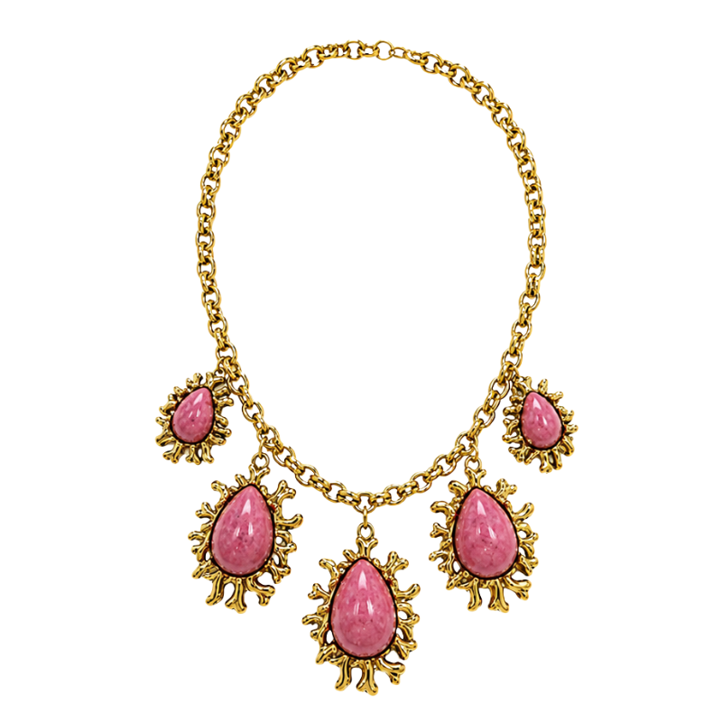 Colar Pingentes Flor De Coral