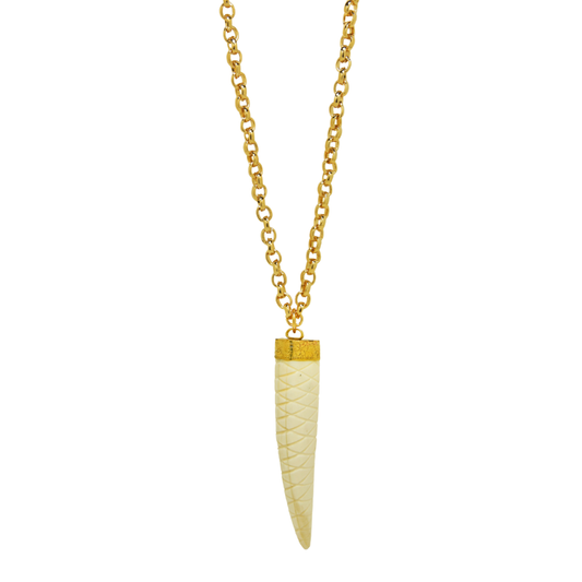 Colar Dente Esculpido Longo