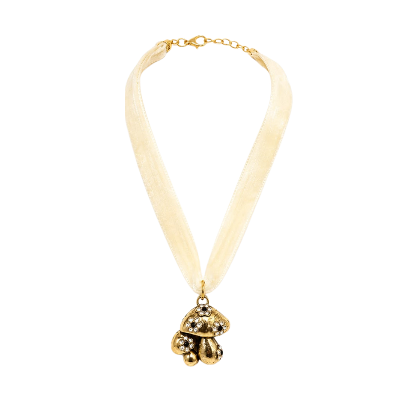 Choker Cogumelo Fita Veludo