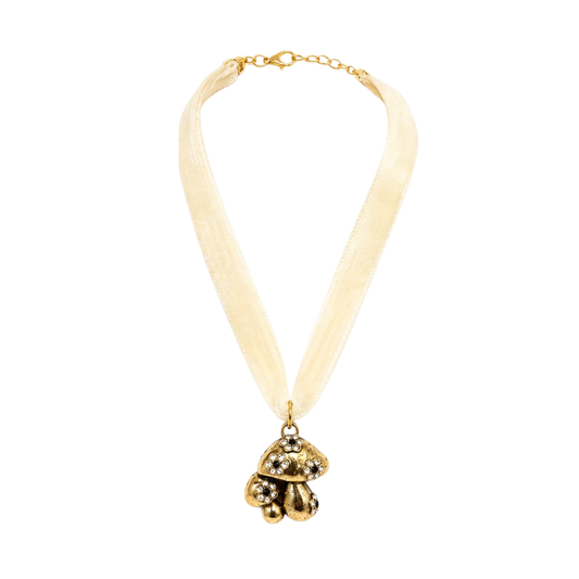 Choker Cogumelo Fita Veludo
