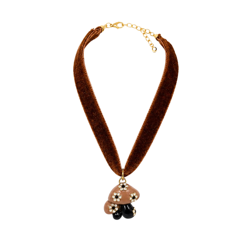 Choker Cogumelo Fita Veludo