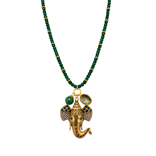 Colar Elefante Longo Pedras