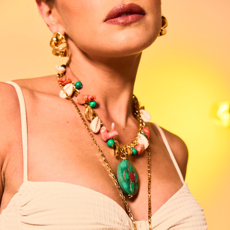 Colar Curto Multi Pedras