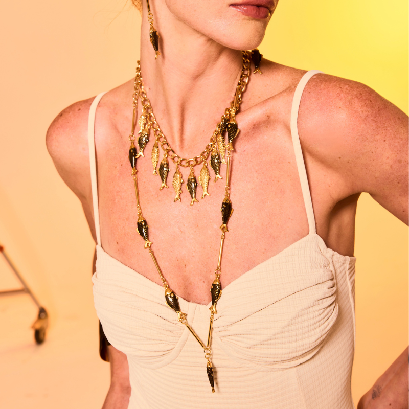 Colar Longo 7 Peixes Vitral