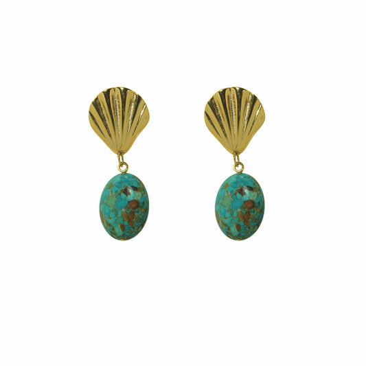 Brinco Concha Pequena Turquesa Mediterrâneo