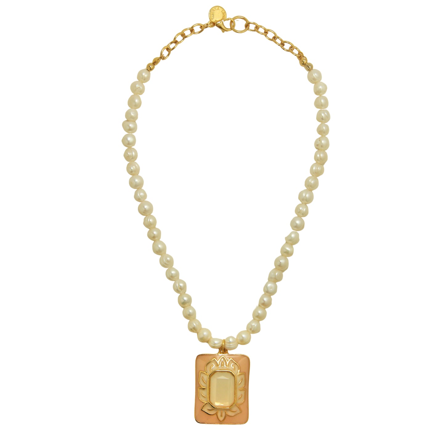 Colar Pérola Flor Esmaltada