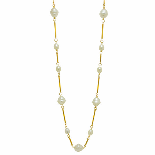 Colar Fio Pérolas Pétalas