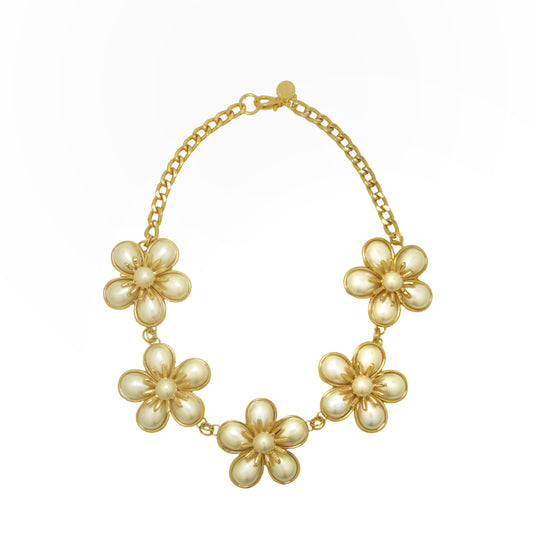 Colar 5 Flores Pérolas
