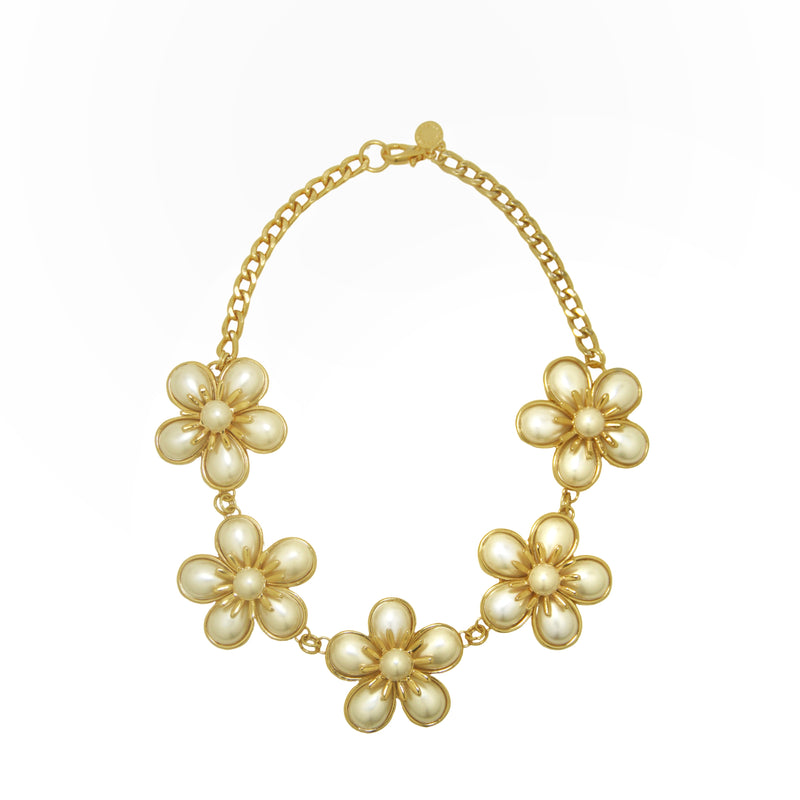 Colar 5 Flores Pérolas