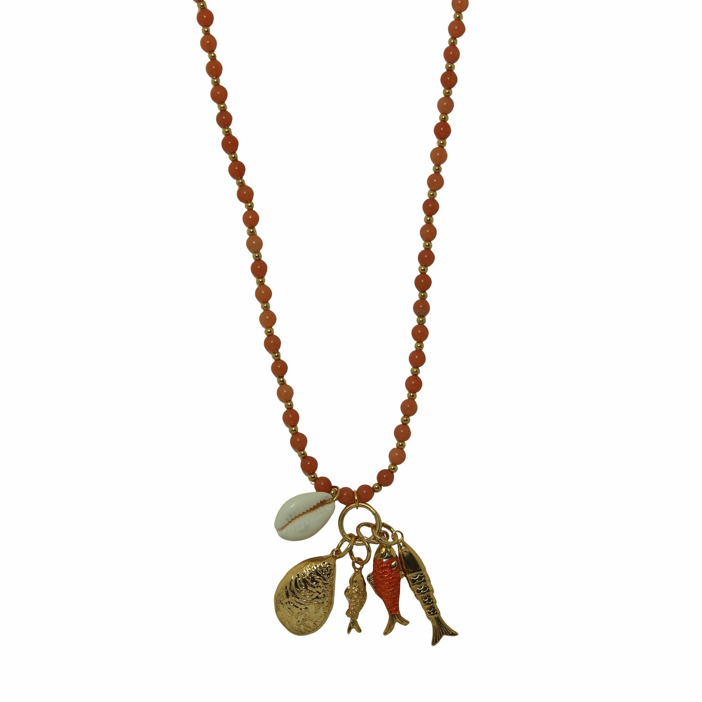 Colar Longo Pedras Naturais Peixe