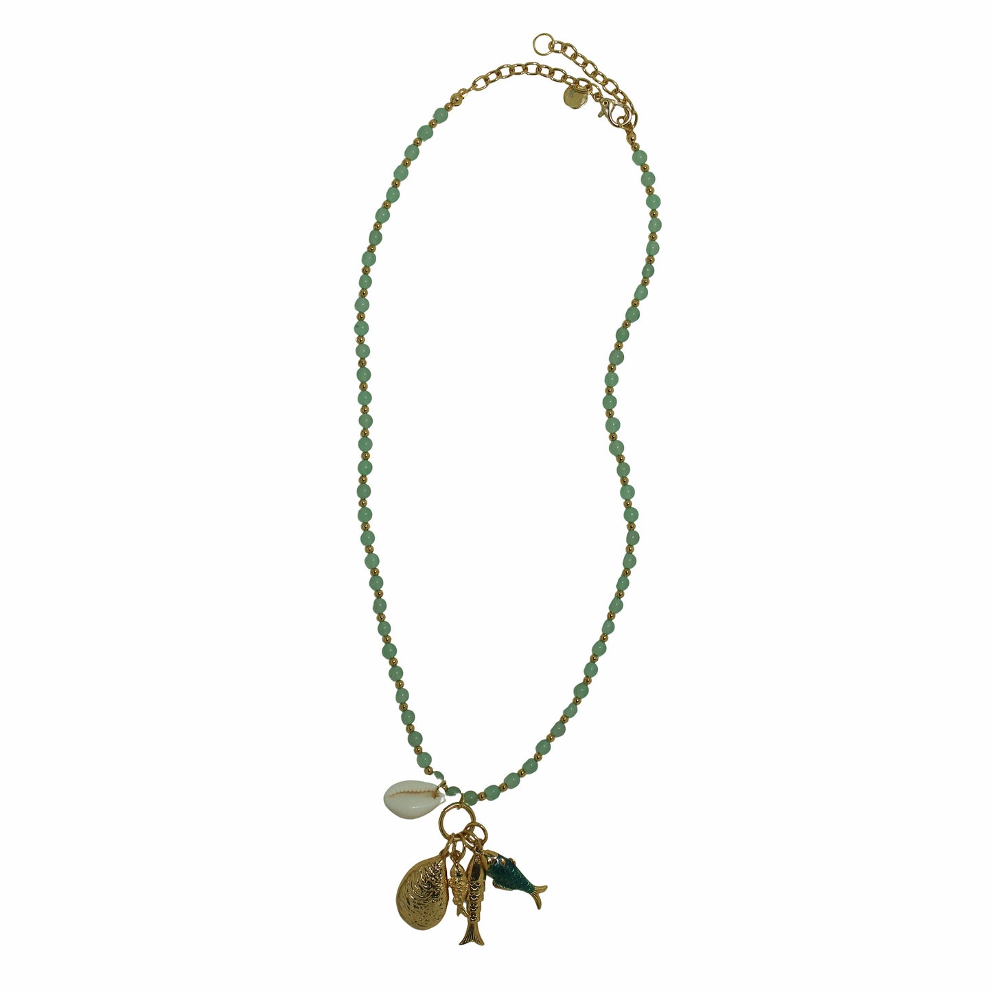 Colar Longo Pedras Naturais Peixe