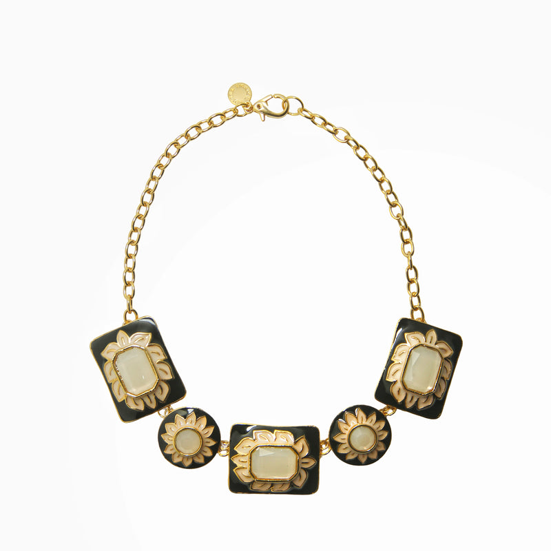 Colar Curto Flores Esmalte