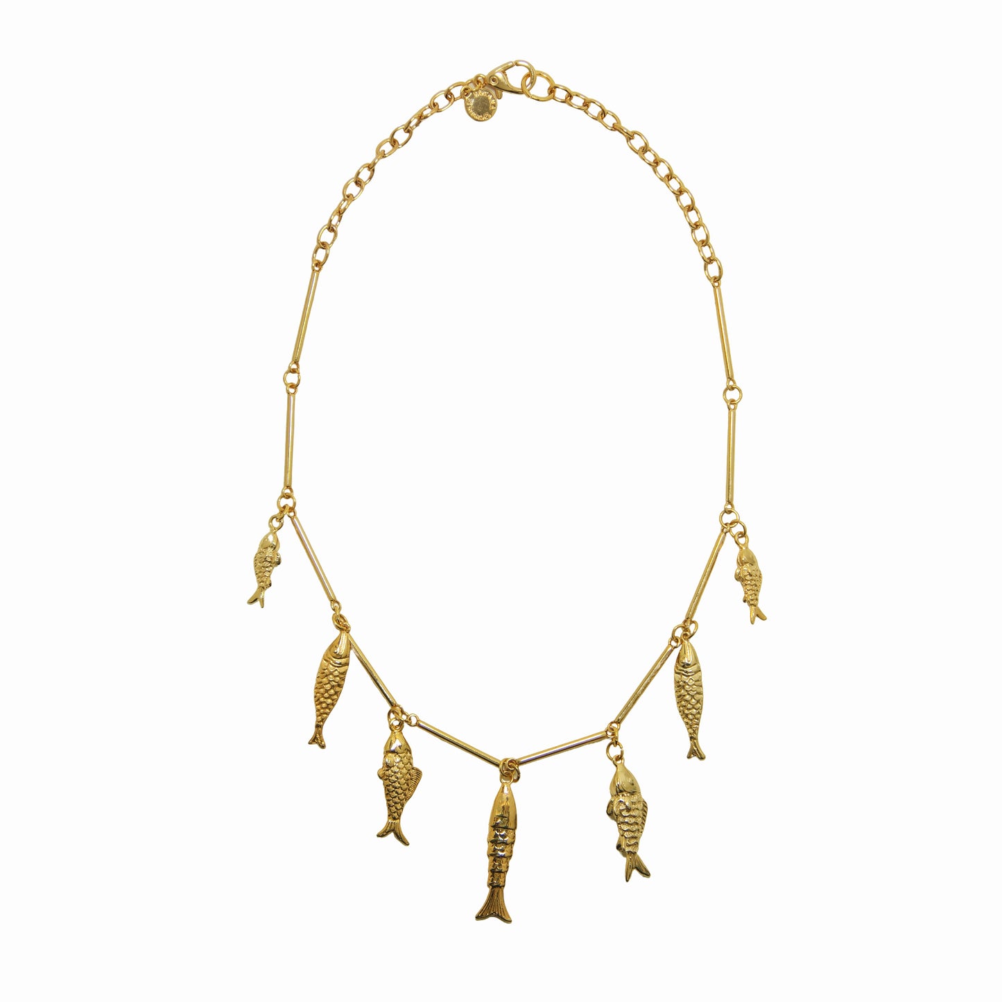 Colar Curto Tubo Peixe Ouro