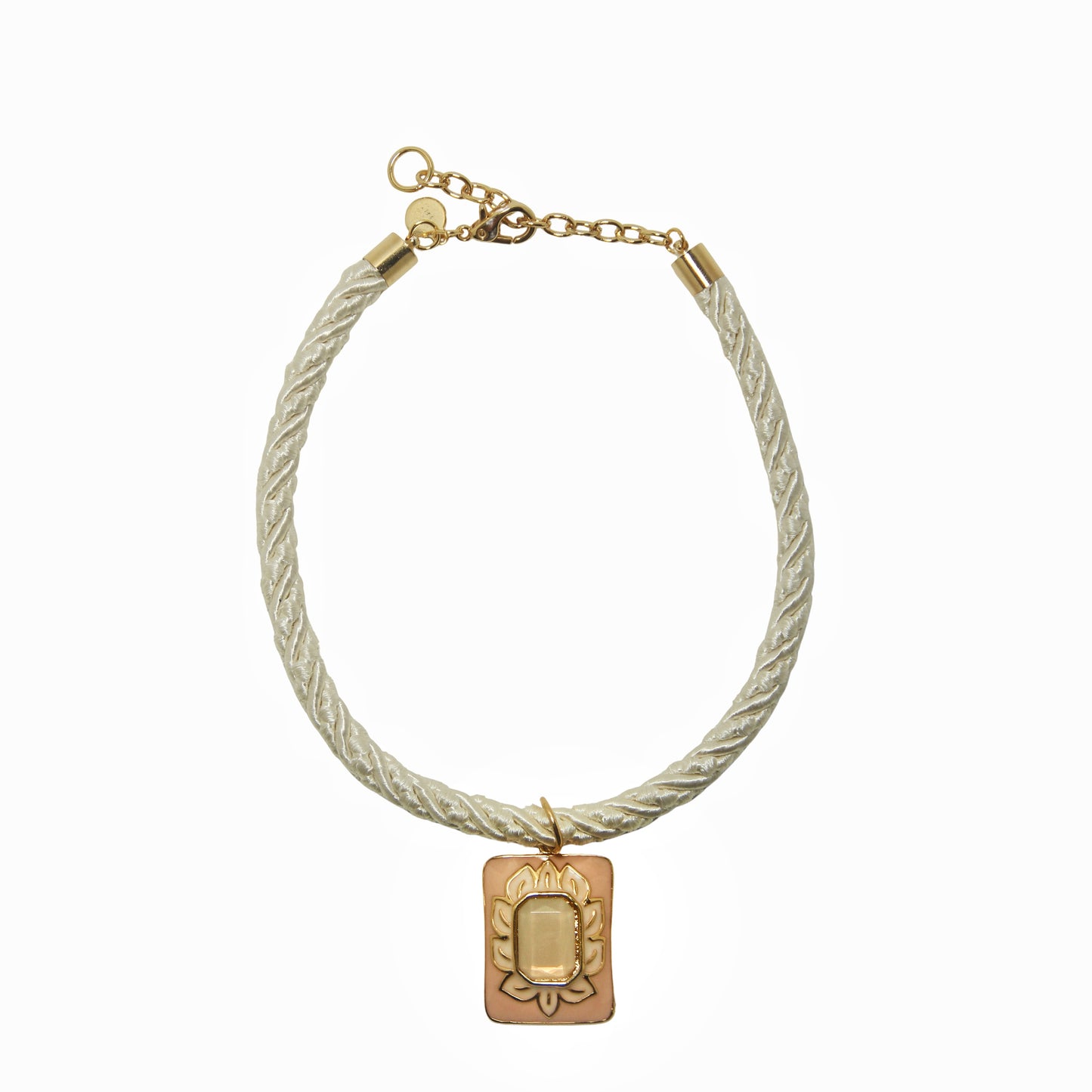 Colar Cordão Flores Esmalte