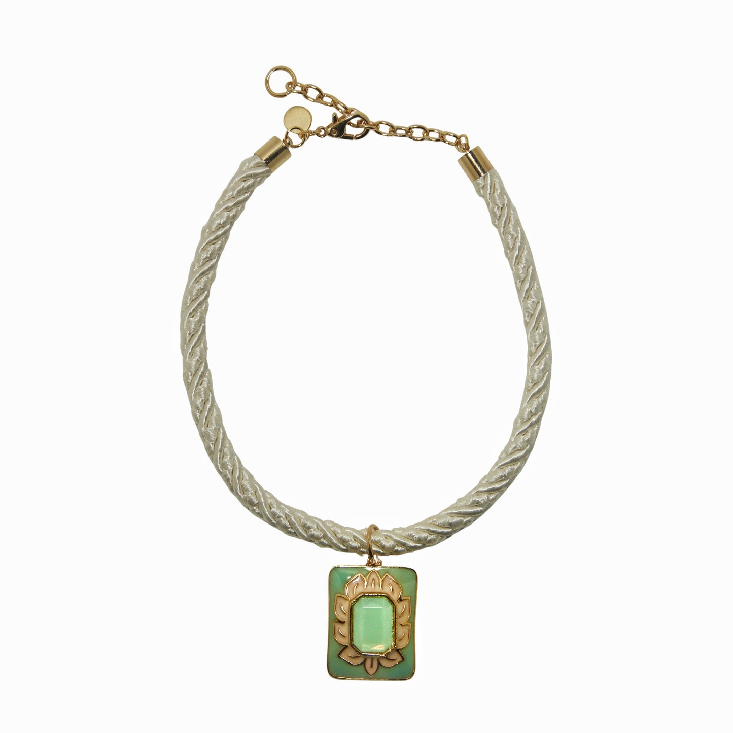 Colar Cordão Flores Esmalte