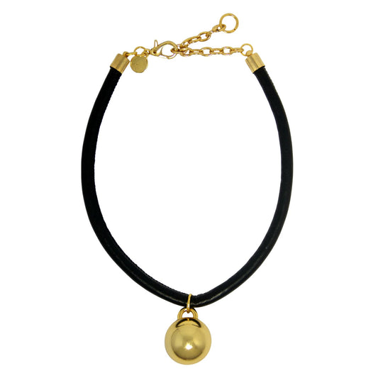 Colar Couro Esfera