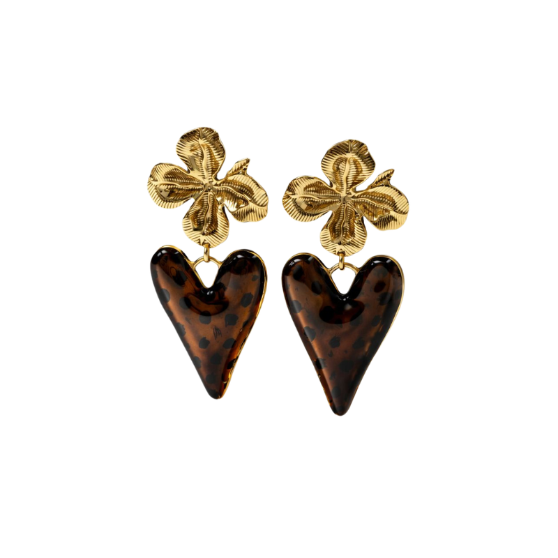 Brinco Coração Onça Flor