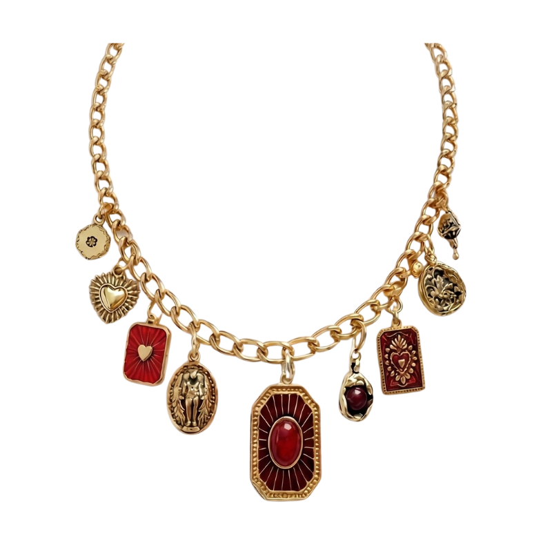 Colar Corrente Multi Pingentes