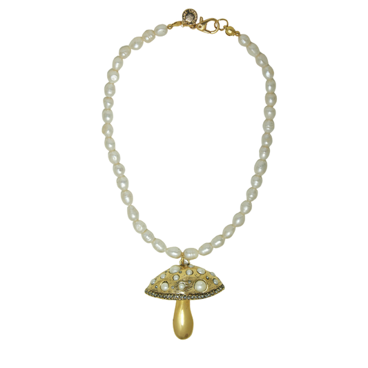 Colar Curto Pérolas Cogumelo