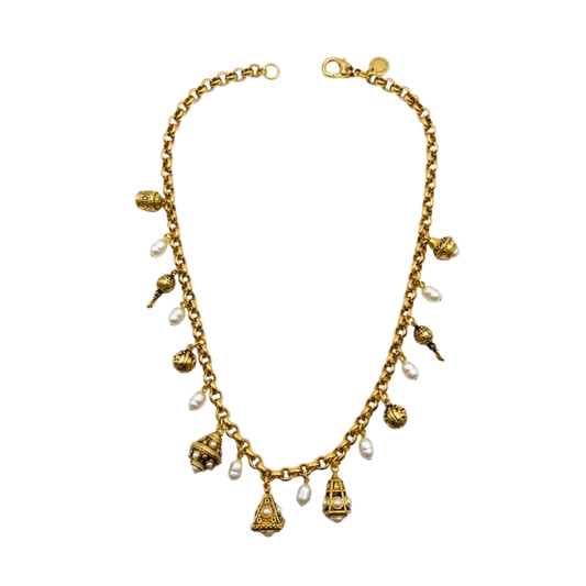 Colar Pingente Vintage Pérola